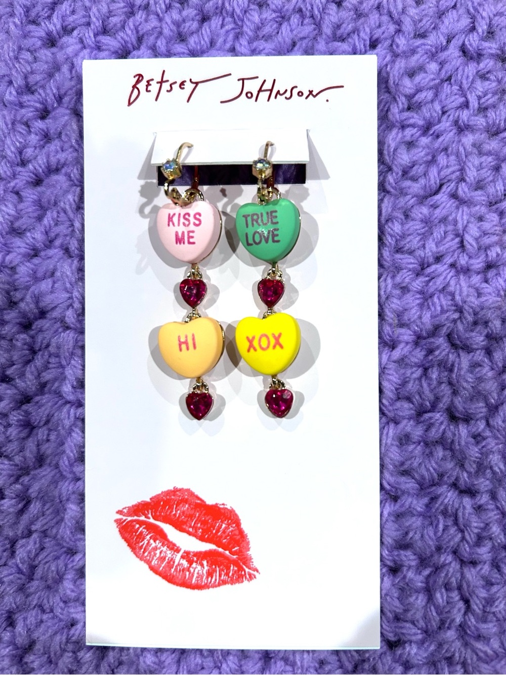 NWT Betsey Johnson Sweetheart Drop Earrings